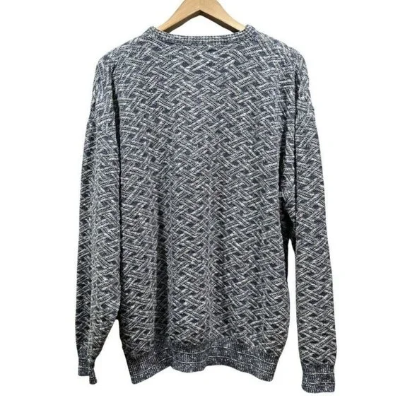 VTG SHENANDOAH Mens XXL Blue Gray Lattice Knit Cotton Blend Crew Neck Sweater US - Picture 2 of 12